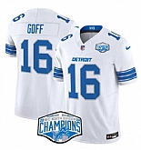 Men's Detroit Lions #16 Jared Goff White 2024 NFC North Champions F.U.S.E. Vapor Limited Stitched Jersey,baseball caps,new era cap wholesale,wholesale hats